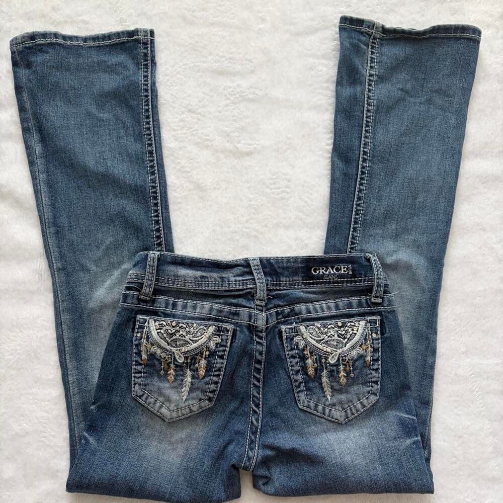 Grace Y2K Lowrise Flare Jeans Pocket Design Kid's Size 12 Bootcut Vintage Pocket